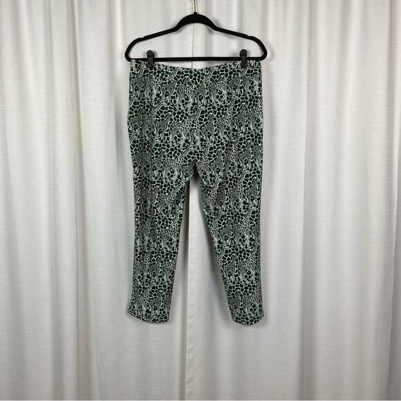 Jude Connally Green Giraffe Print Knit Cropped Pants Sz.L - Picture 6 of 11